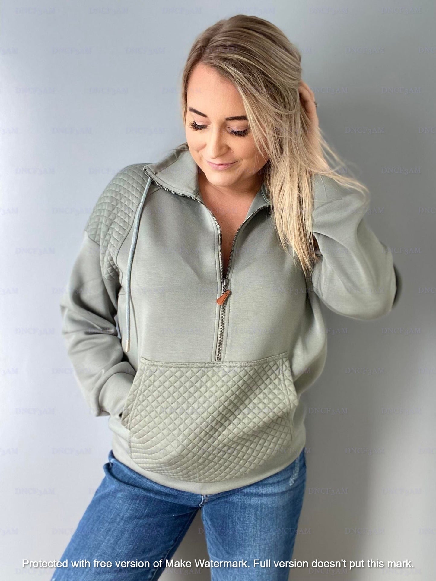 rts: RERUN FOREVER3AM BRANDED QUINN QUILTED HALF ZIP PULLOVERS