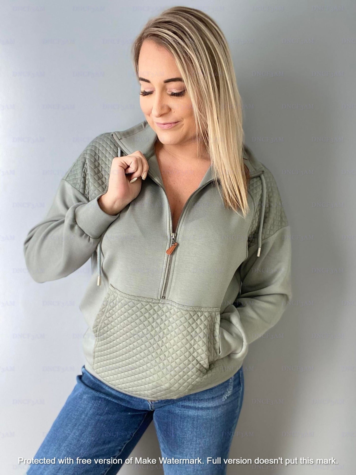rts: RERUN FOREVER3AM BRANDED QUINN QUILTED HALF ZIP PULLOVERS