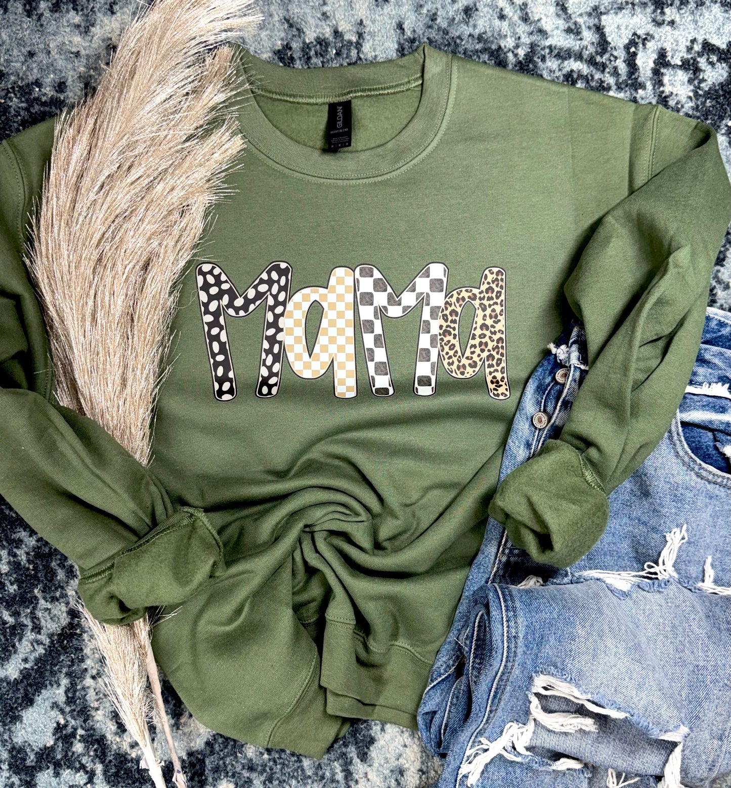 Mama Military Green Sweatshirt