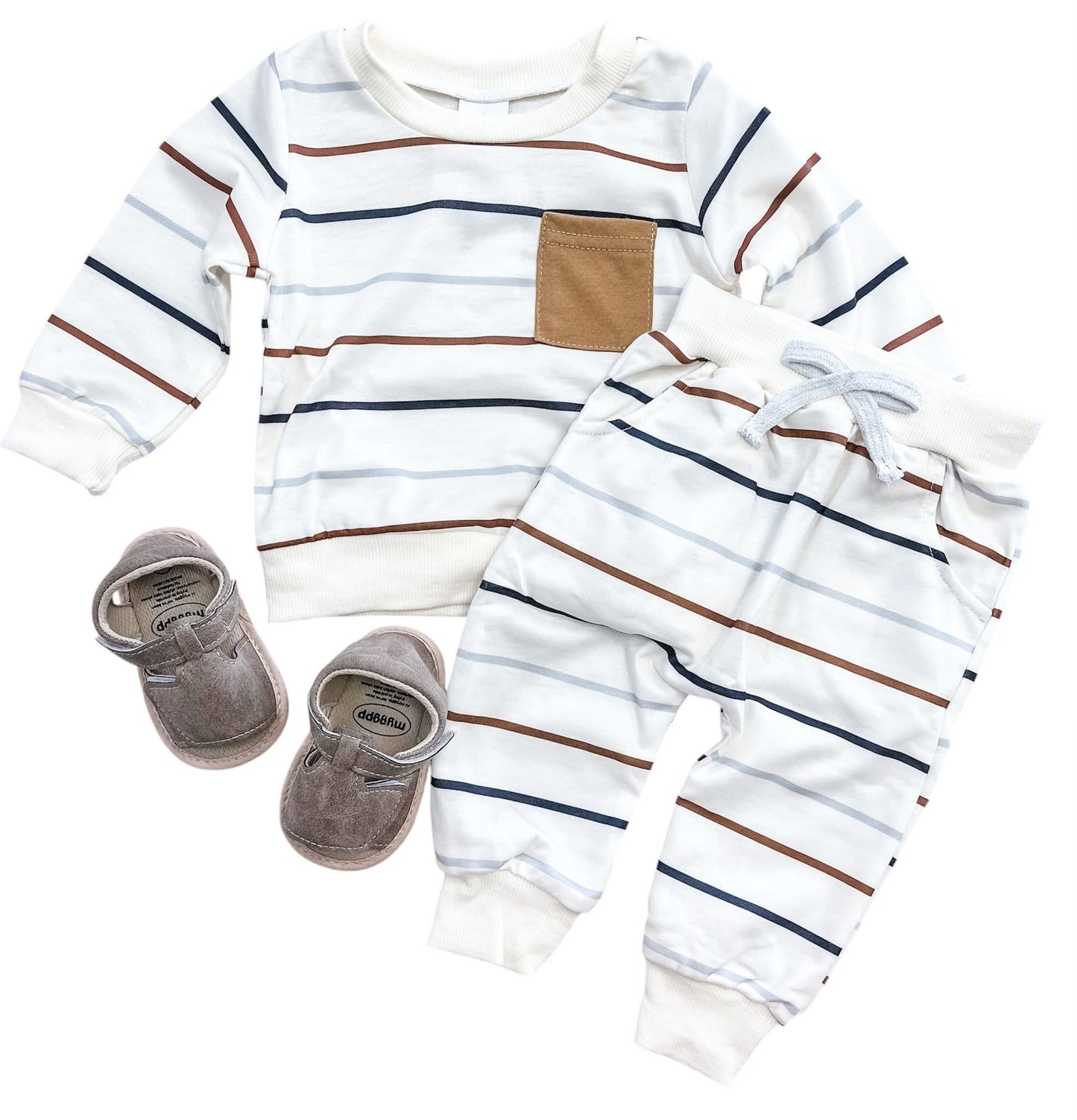 Striped Neutral Joggers Set