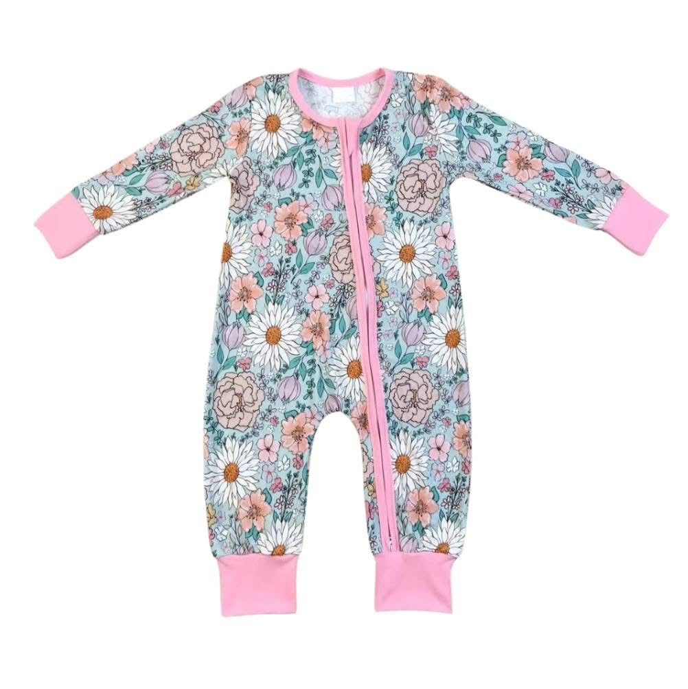 Pink Daisy Floral Bamboo Zippy