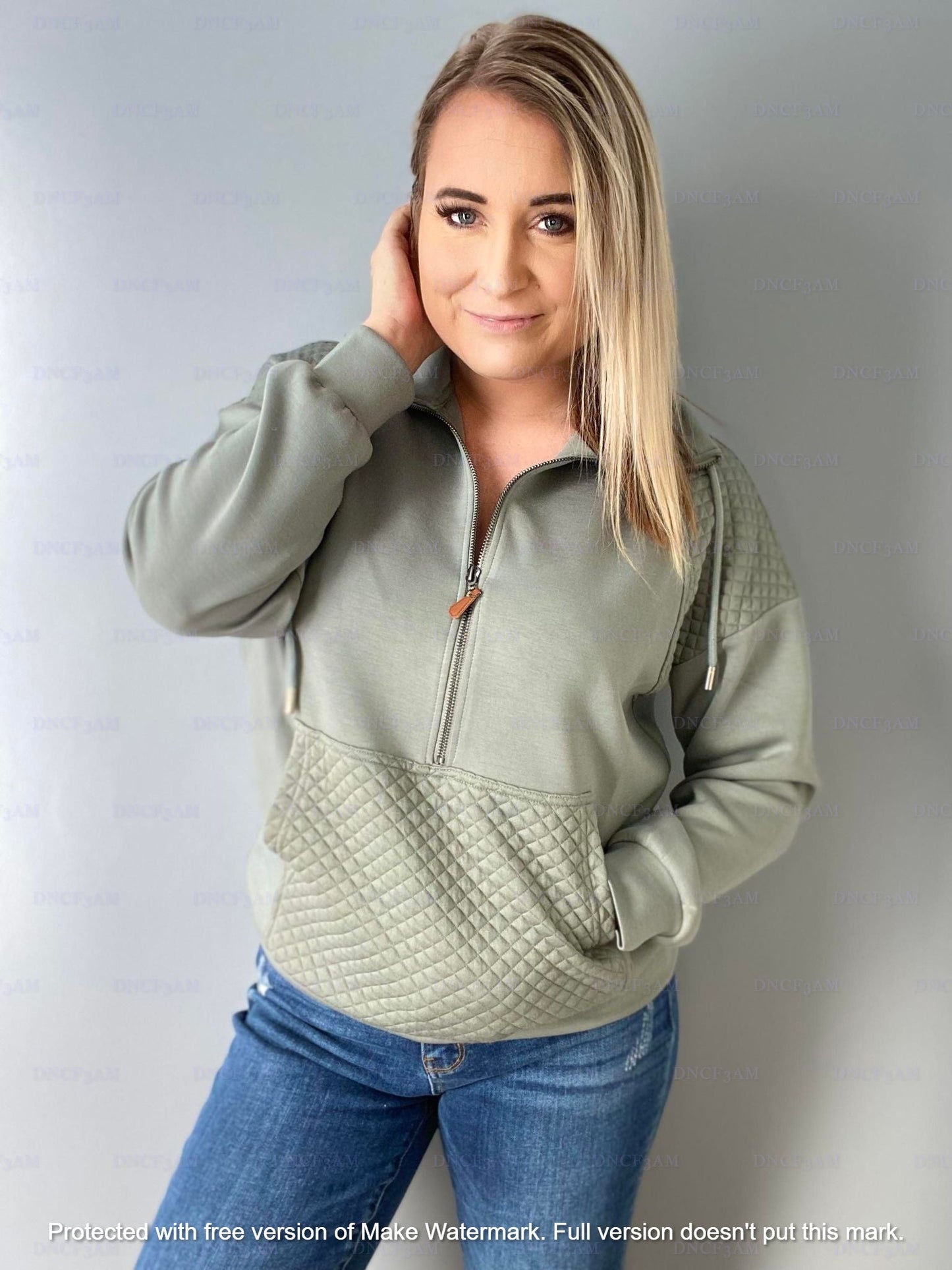 rts: RERUN FOREVER3AM BRANDED QUINN QUILTED HALF ZIP PULLOVERS