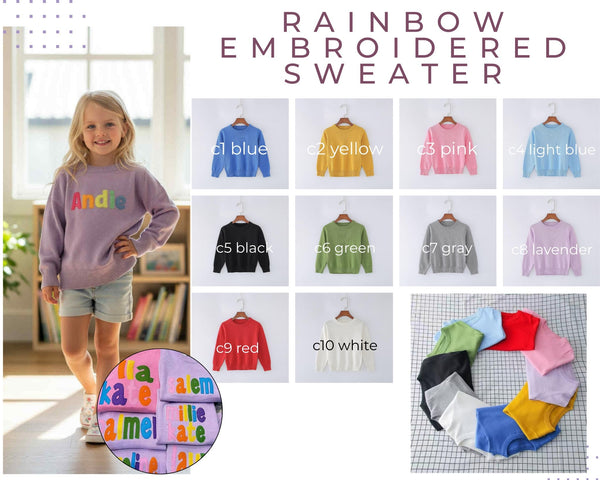 PREORDER: Rainbow Embroidered Sweater
