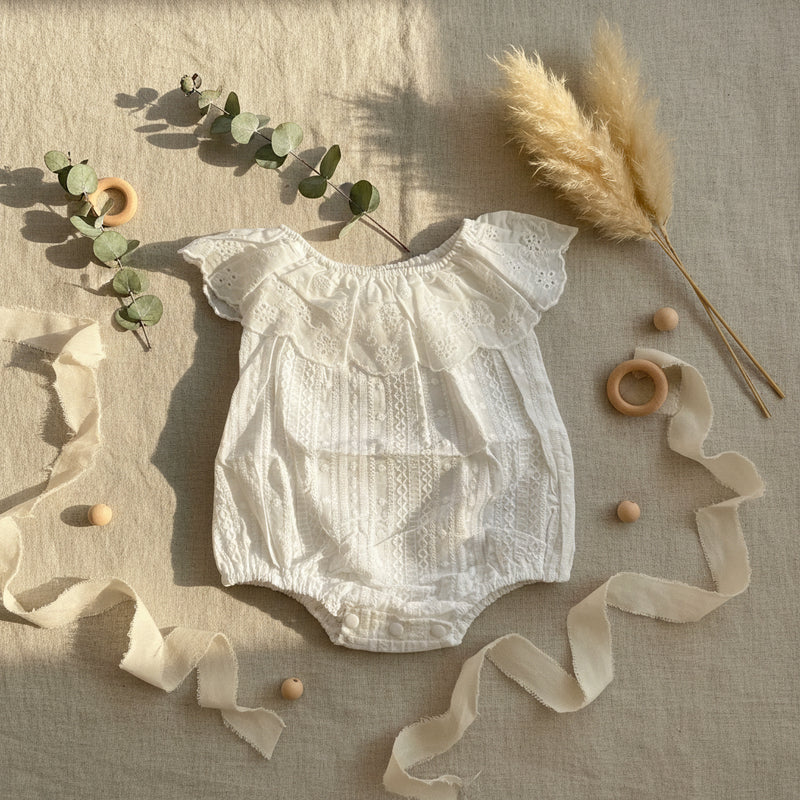 White Eyelet Infant Romper