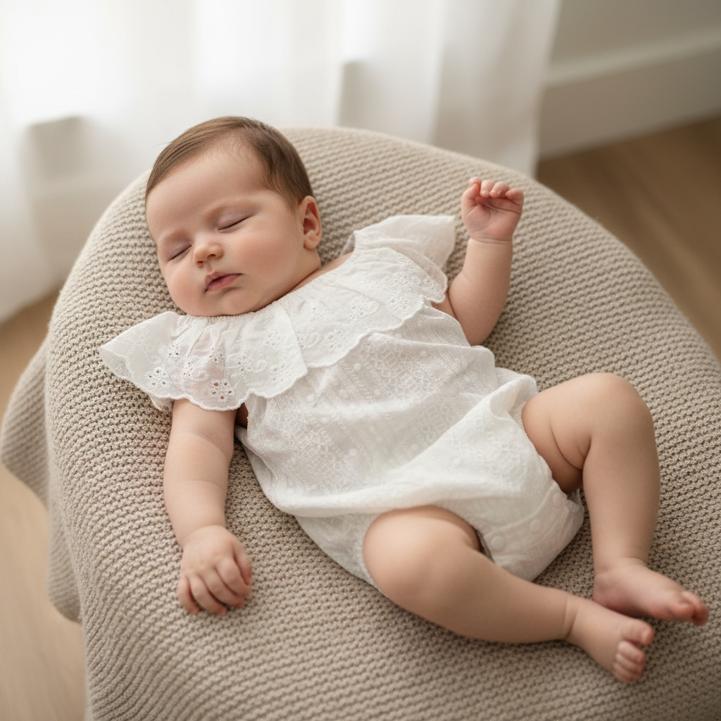White Eyelet Infant Romper