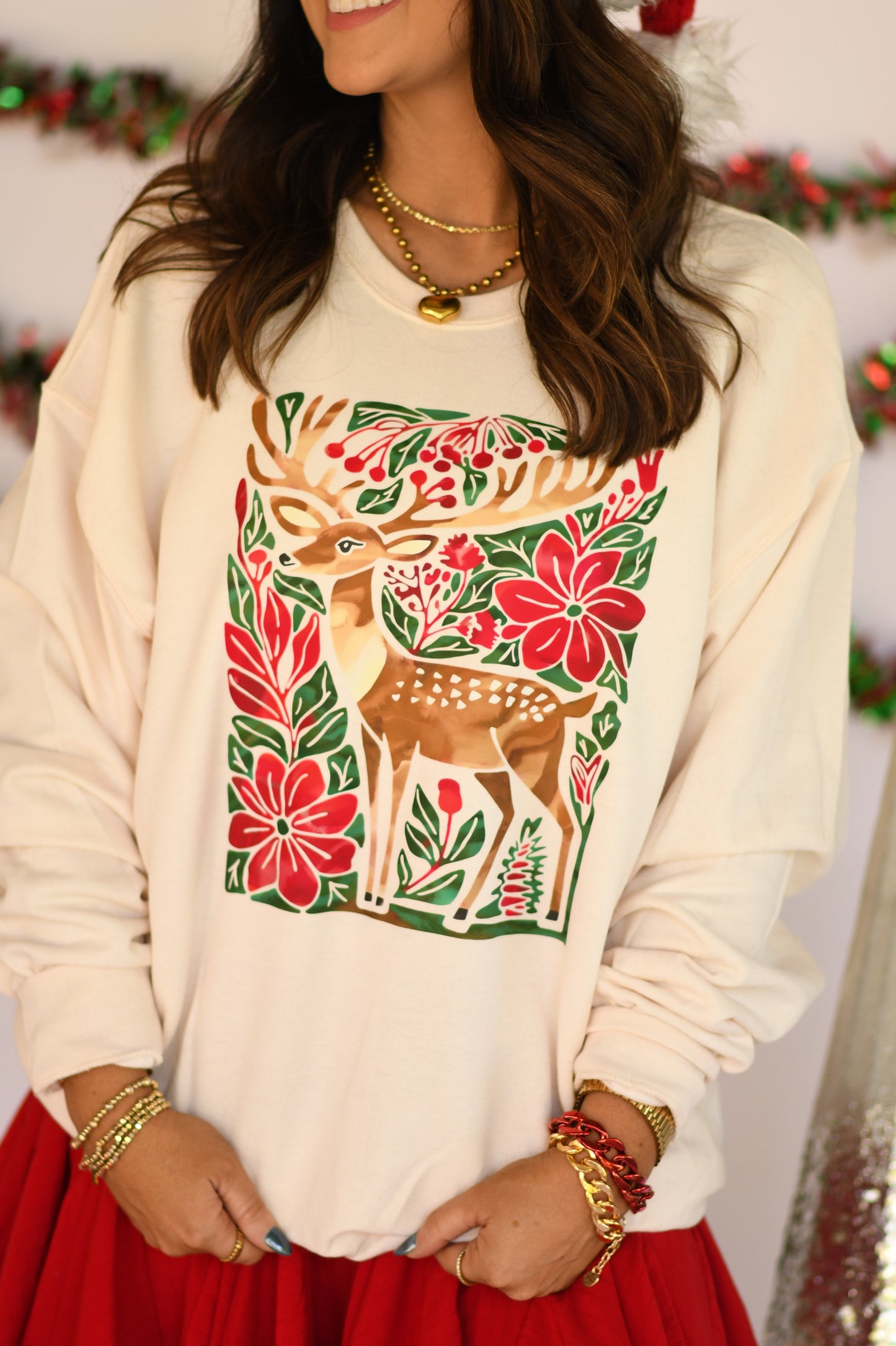 Floral Deer Sweatshirt