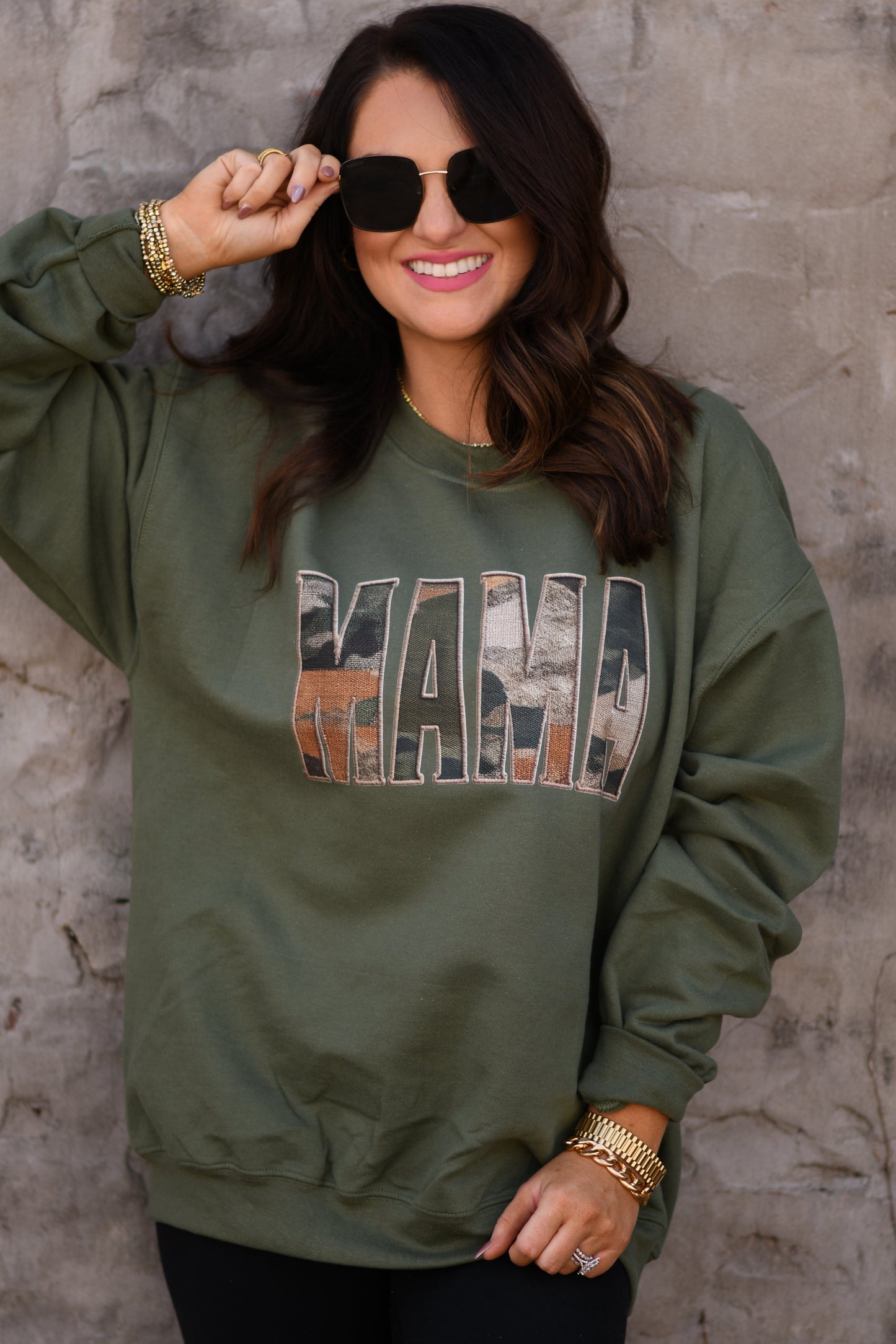 Mama Camo Faux Patch Sweatshirt