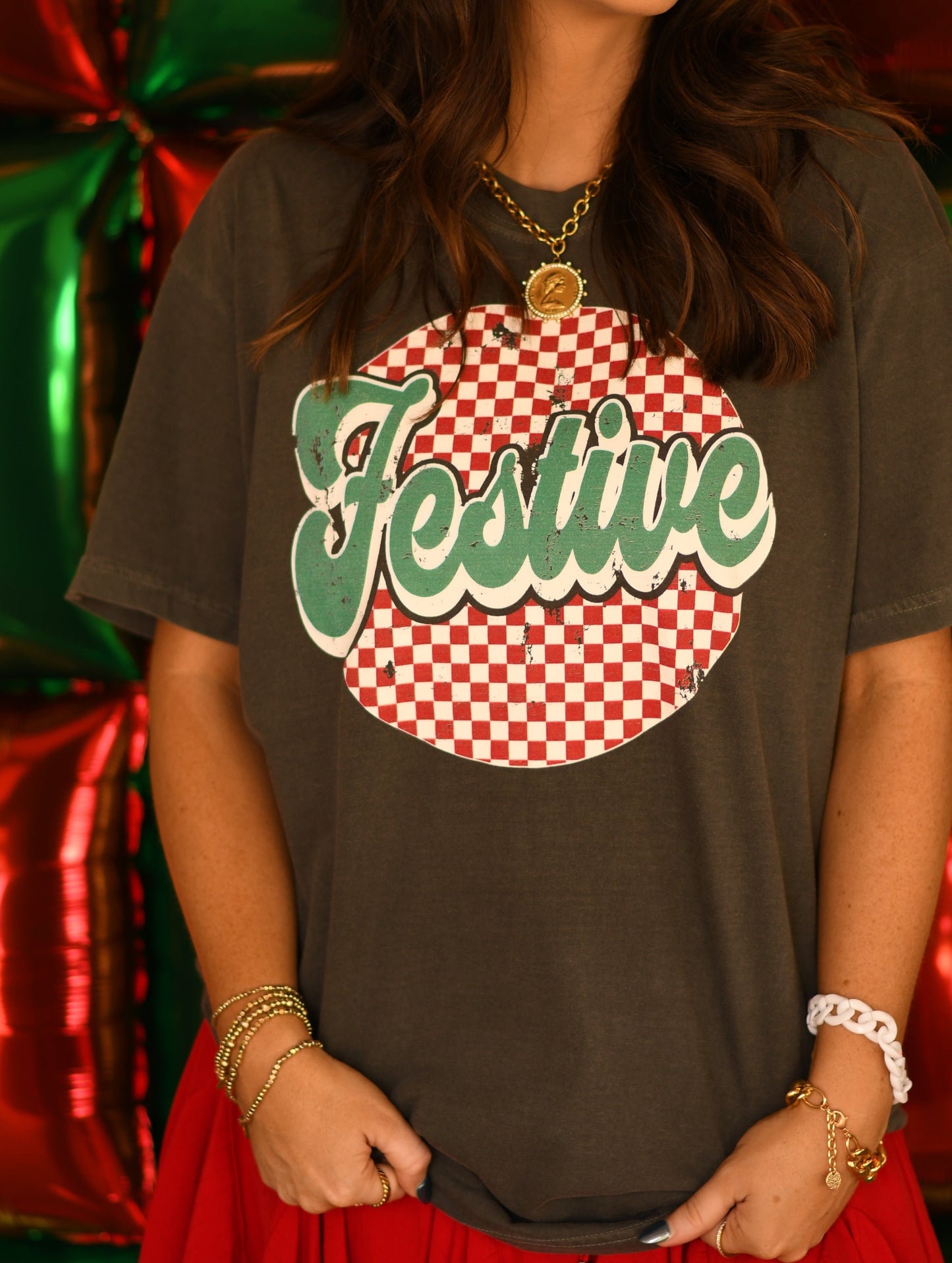 Festive Checkered Tee/Long Sleeve