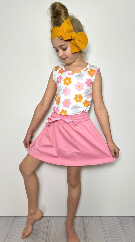 Mustard Daisy Skort Set
