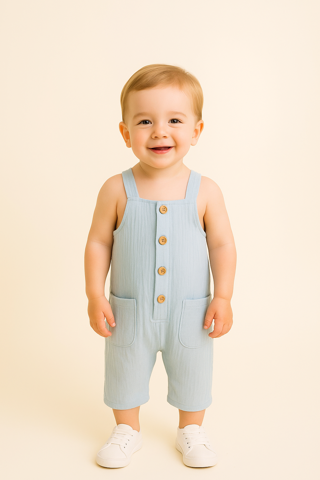 Blue Muslin Button Jumpsuit