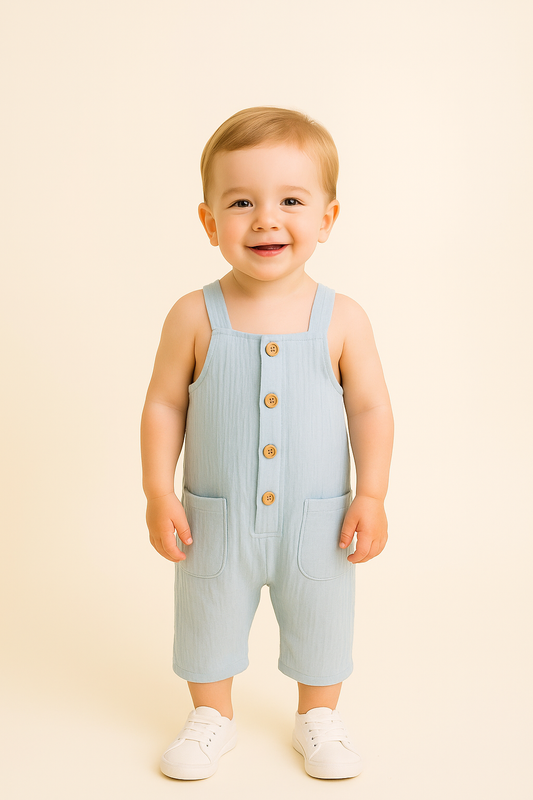 Blue Muslin Button Jumpsuit