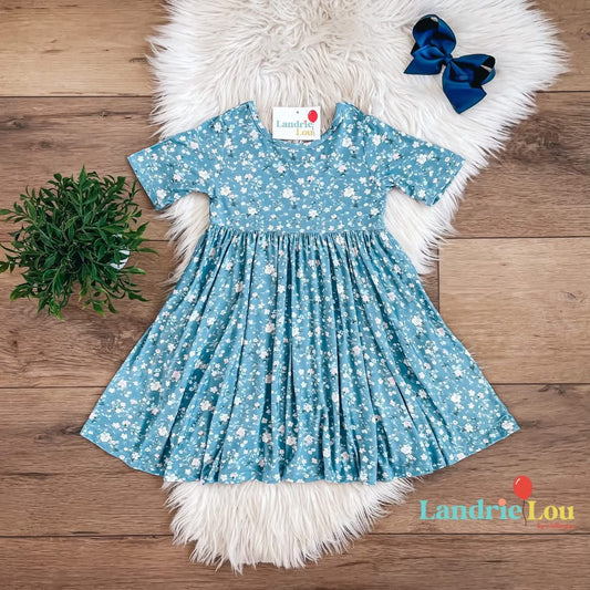 Blue Floral Twirl Dress