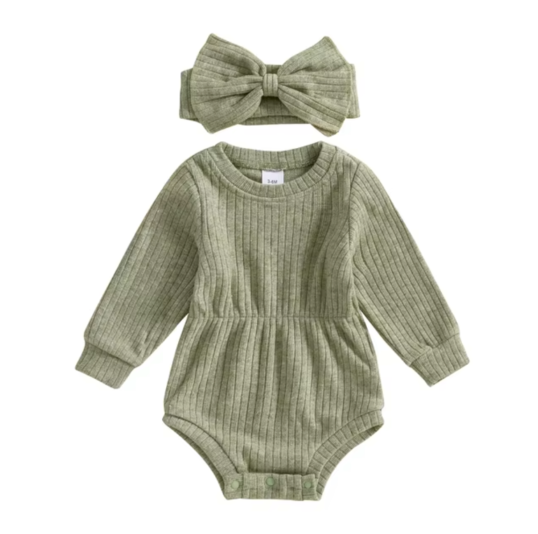 Sage Solid Ribbed Knit Romper