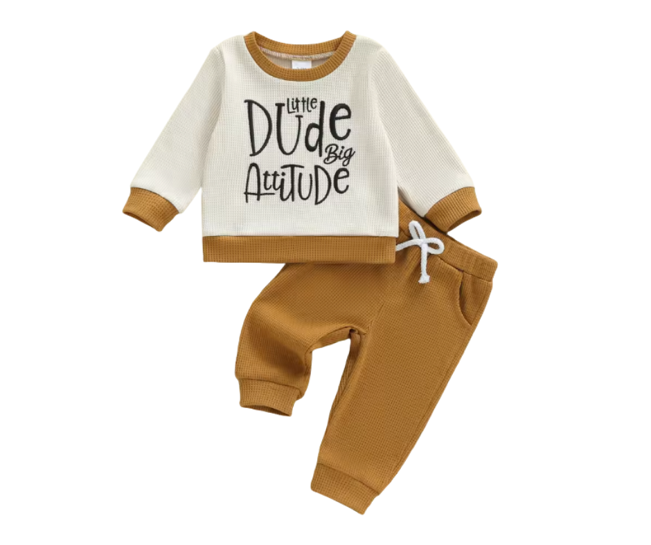 Little Dude Big Attitude Tan Lounge Set