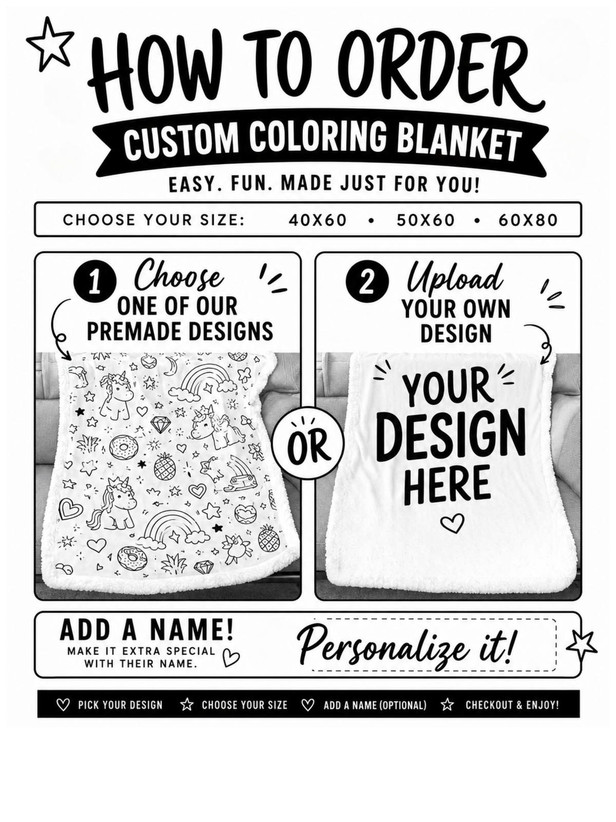 PREORDER: Custom Coloring Blanket - Ends 8/3 at 10am EST!!